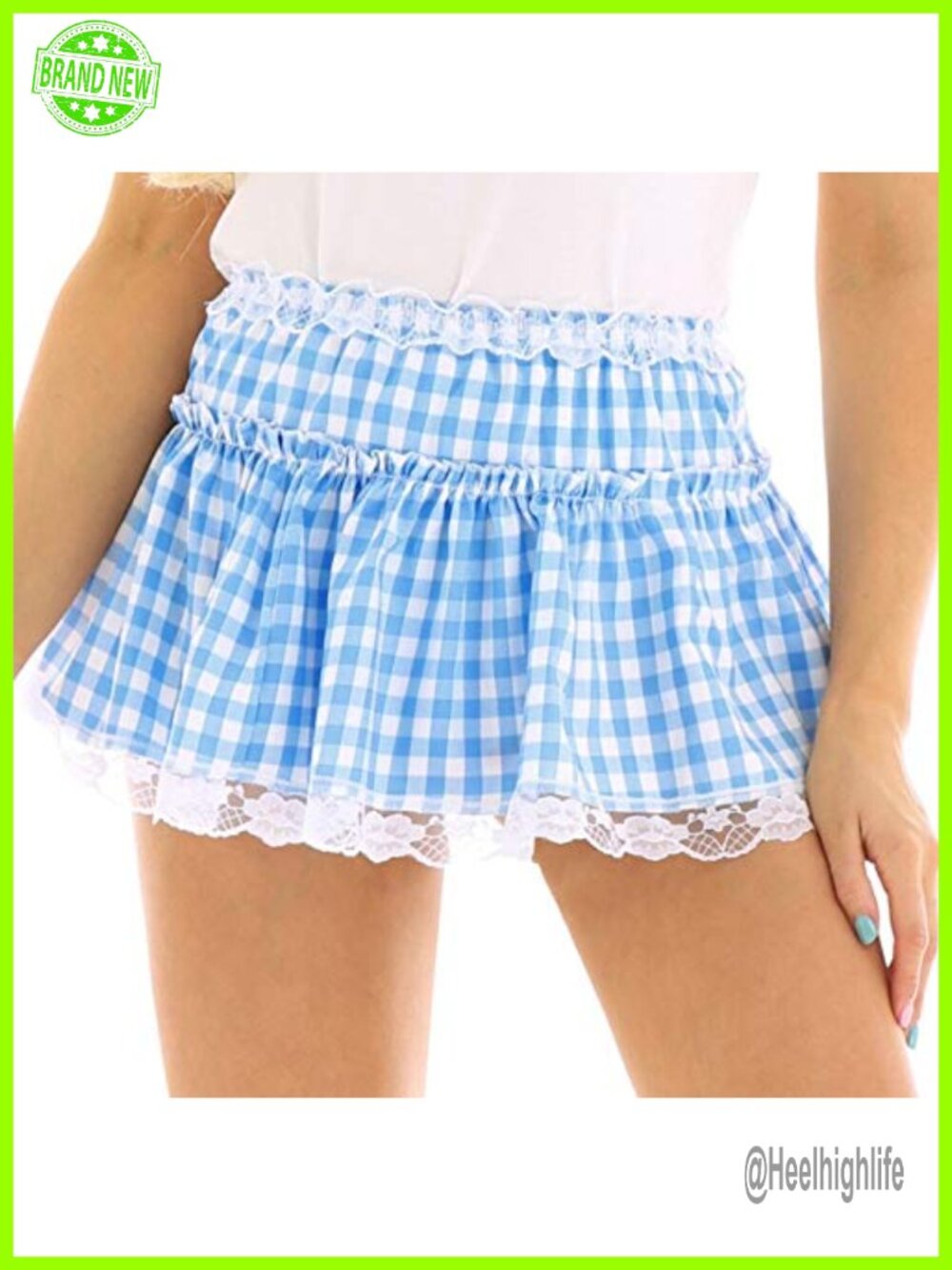 Y2k Pleated Mini Skirt Gingham A-Line Lace Ruffle